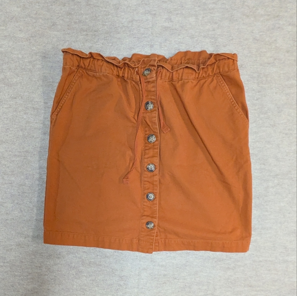 Women's Tara Cota Burnt Orange Button-Front Midi Skirt Organic Cotton Size Med